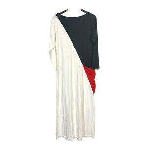 Vintage 90s Givenchy White Black Red Color Block Long Sleeve Full Length Gown Me